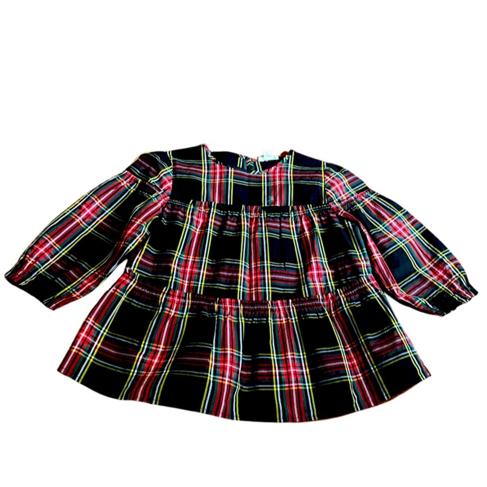 J. Crew Black Red Plaid Long Sleeve Kids Top